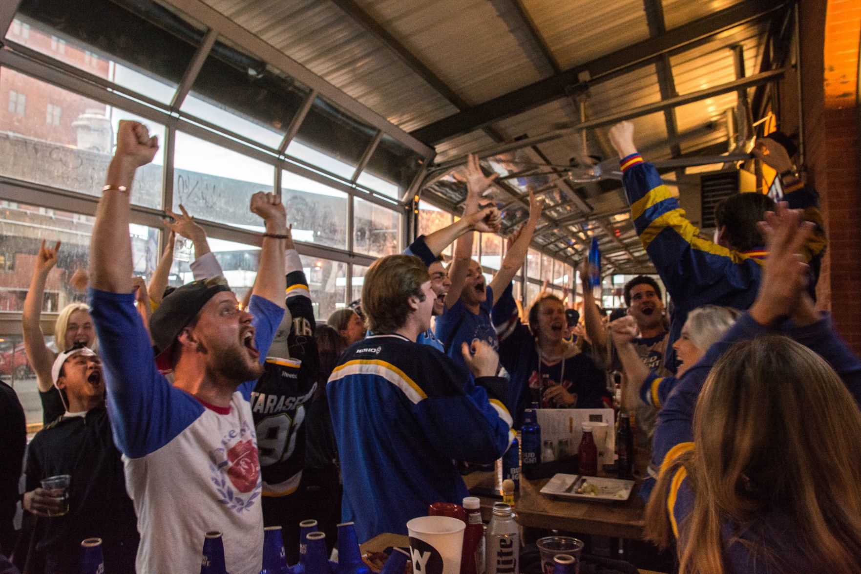 Blues Fans at Wheelhouse during Stanley Cup Final Game 7. Spons